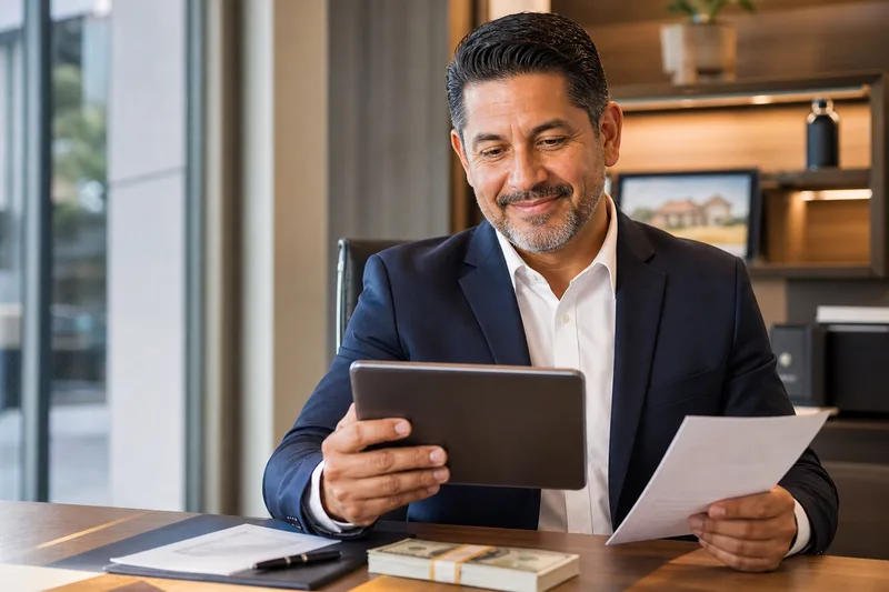 Cash offer being reviewed on a tablet