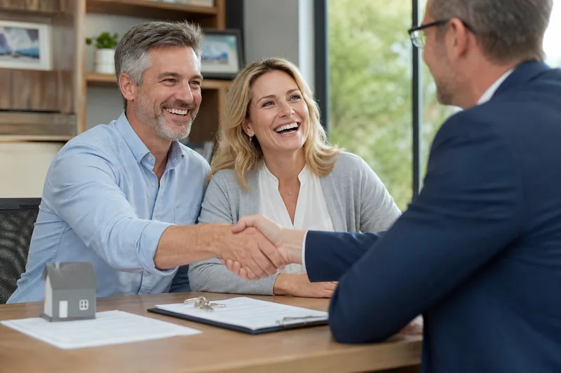 Happy couple at real estate closing
